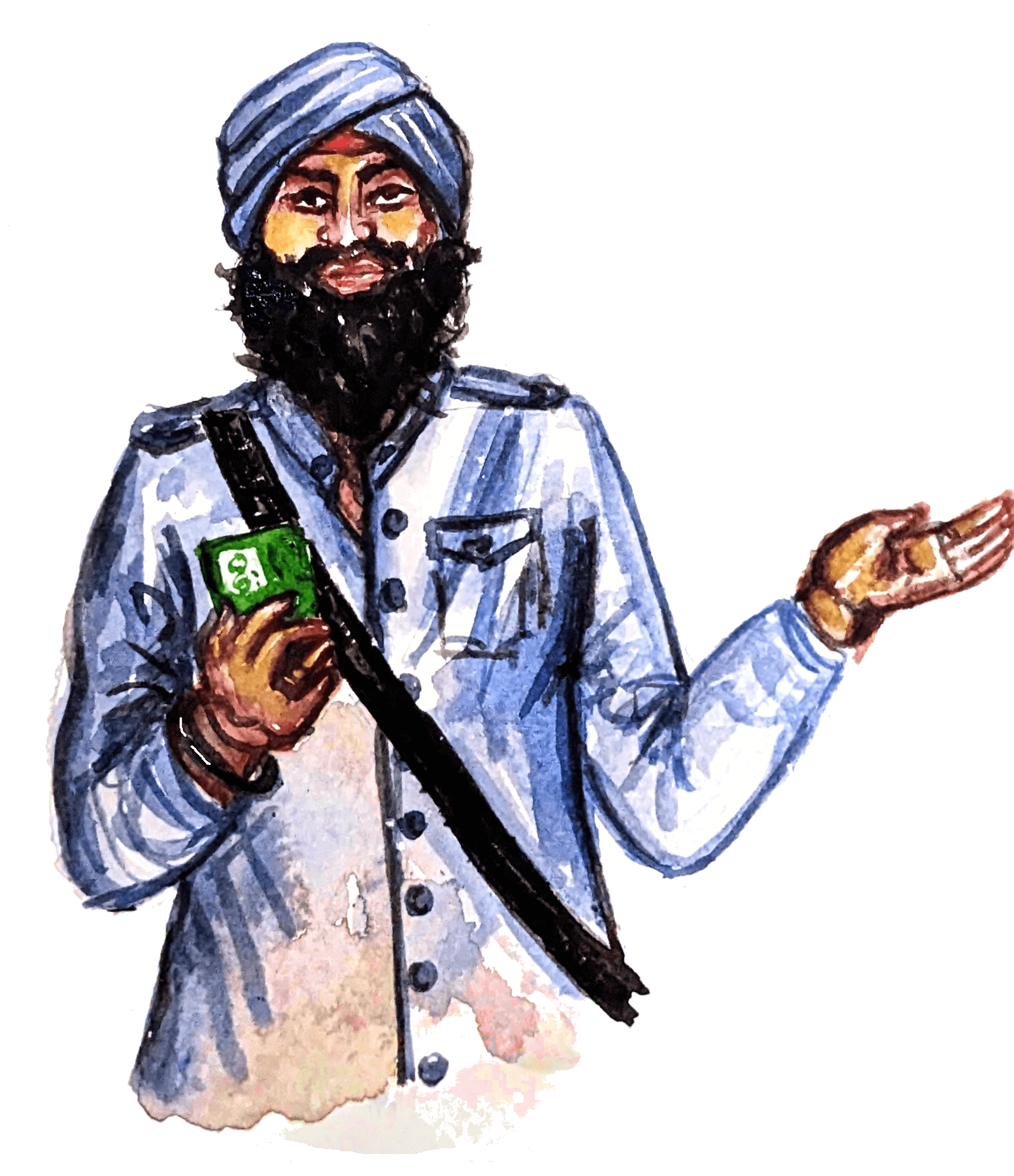 Water color painting of a Sikh Man